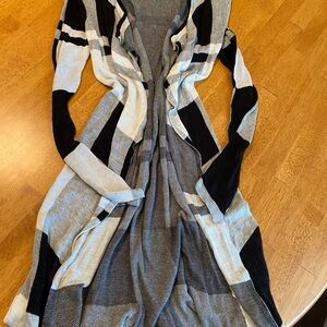 KLD Signature Black and White Knit Cardigan